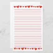 白によって並べられる文房具の赤いハート 便箋 (正面/裏面)