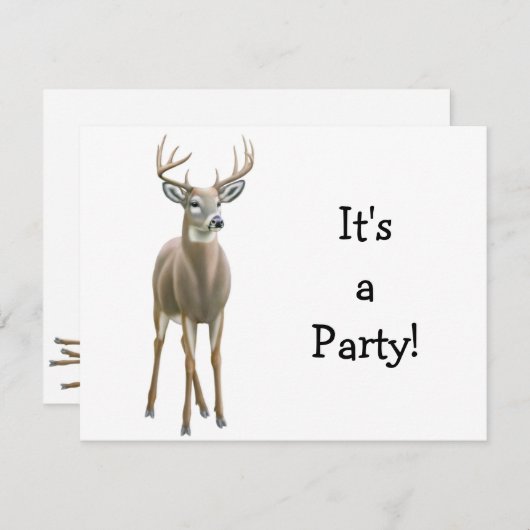 白によって後につかれるシカの木びき台の招待状 招待状 (正面/裏面)