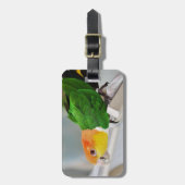 白によって膨らまされるシロハラインコのオウム ラゲッジタグ (正面縦)