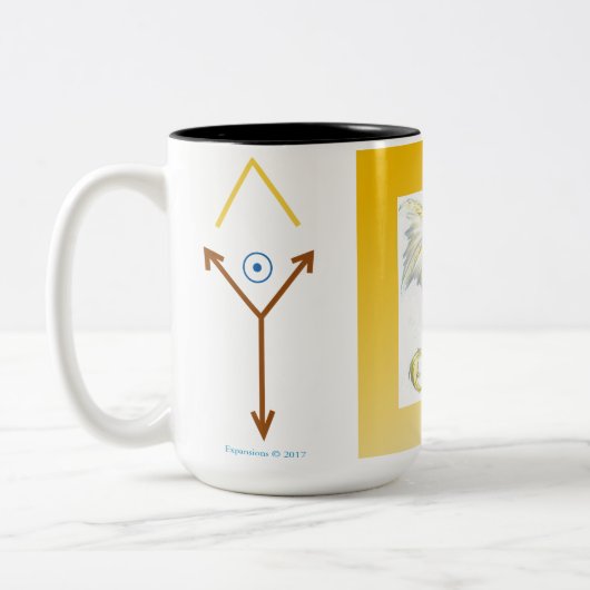 白によって飛ぶドラゴンのマグ ツートーンマグカップ (左)