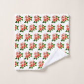 白にエレガント房穂熱帯ピンクの花 バスタオルセット (ウォッシュタオル)