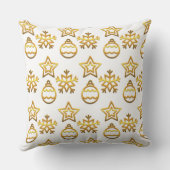 白にエレガント金のクリスマスパターン クッション (裏面)
