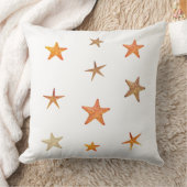 白にオレンジとベージュの海の星 クッション (ブランケット)