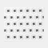 白にカスタムの会社の黒いロゴパターン フリースブランケット (正面(横))