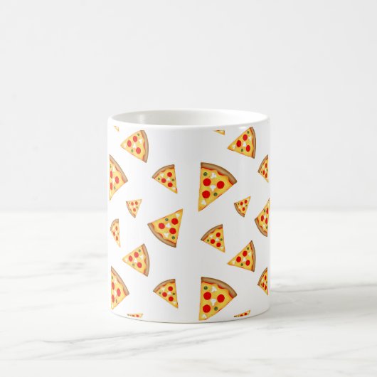 白にクールおもしろいのピザのスライス模様 コーヒーマグカップ (中央)