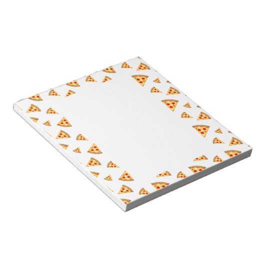 白にクールおもしろいのピザのスライス模様 ノートパッド (アングル)