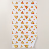 白にクールおもしろいのピザのスライス模様 ビーチタオル (正面)