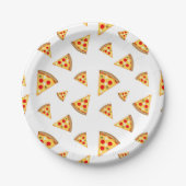 白にクールおもしろいのピザのスライス模様 ペーパープレート (正面)