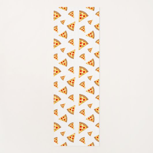 白にクールおもしろいのピザのスライス模様 ヨガマット (正面)