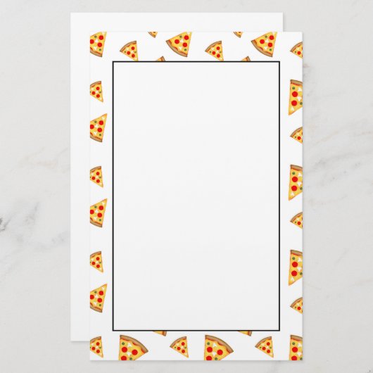 白にクールおもしろいのピザのスライス模様 便箋 (正面/裏面)