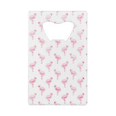白にクールピンクの熱帯フラミンゴのパターン クレジットカード栓抜き (裏面)