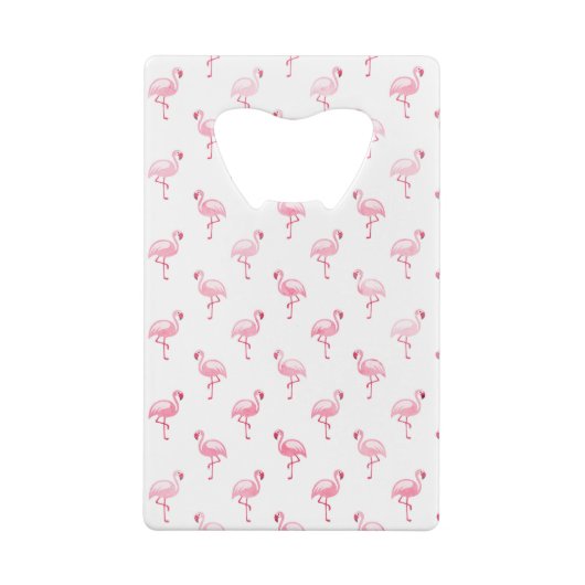 白にクールピンクの熱帯フラミンゴのパターン クレジットカード栓抜き (裏面)
