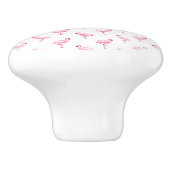 白にクールピンクの熱帯フラミンゴのパターン セラミックノブ (側面)