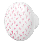 白にクールピンクの熱帯フラミンゴのパターン セラミックノブ (右)
