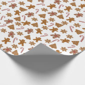 白にジンジャーパンのクッキーとキャンディーの缶 ラッピングペーパー (角)