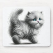 白にスケッチした子猫 マウスパッド (正面)