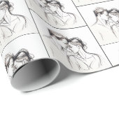 白にスケッチする恋人 ラッピングペーパー (ロールコーナー)