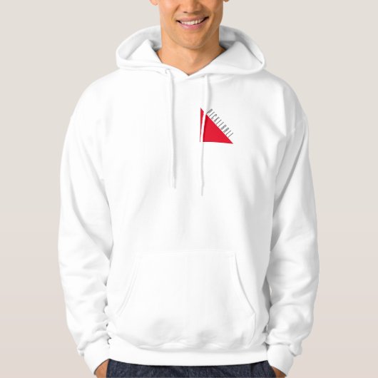 白にスポーティな鮮やかな赤いピックボール文字のロゴ パーカ (正面)