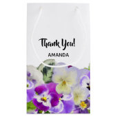 白にスミレのヒナギクの花を咲かせてありがとう スモールペーパーバッグ (裏面)