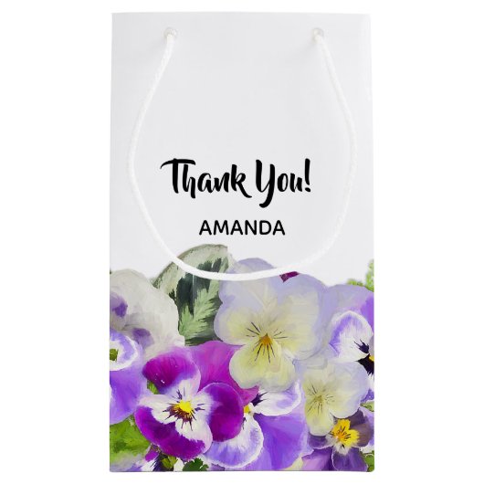 白にスミレのヒナギクの花を咲かせてありがとう スモールペーパーバッグ (裏面)