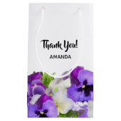 白にスミレのヒナギクの花を咲かせてありがとう スモールペーパーバッグ (正面)