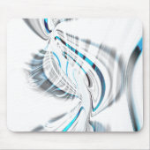 白にスモーキーな灰色の波紋と青いクロムカーブ マウスパッド (正面)