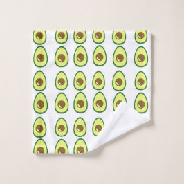 白にスライスしたグリーンアボカド ウォッシュタオル