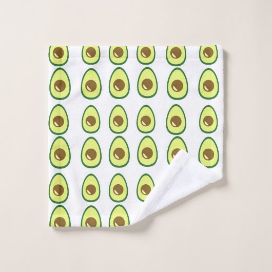 白にスライスしたグリーンアボカド ウォッシュタオル (ウォッシュタオル)