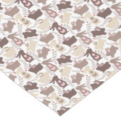 白にタンとブラウンのイースターバニー ショートテーブルランナー (コーナー)