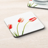 白にチューリップを3つ コースター (左側)