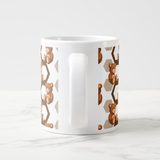 白にテディベアのイラストレーション ジャンボコーヒーマグカップ (裏面)