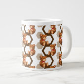 白にテディベアのイラストレーション ジャンボコーヒーマグカップ (正面右)