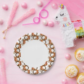 白にテディベアのイラストレーション ペーパープレート (パーティー)