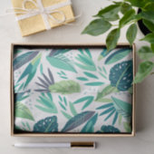 白にトロピカルグリーンの様々な葉柄 薄葉紙 (ギフト)