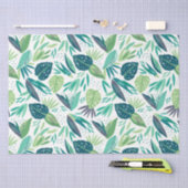 白にトロピカルグリーンの様々な葉柄 薄葉紙 (クラフト)