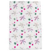 白にトンボと花 ミディアムペーパーバッグ (正面)