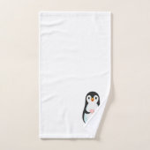 白にハートを持つかわいいペンギン バスタオルセット (ハンドタオル)