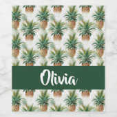 白にパイナップル模様 ワインラベル (シングルラベル)