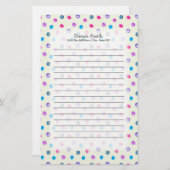 白にパーソナライズされたかわいいピンクの紫の青い点 便箋 (正面/裏面)