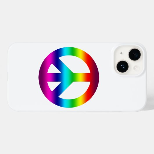 白にヒッピー色の虹を描く Case-Mate iPhoneケース (裏面 (横))