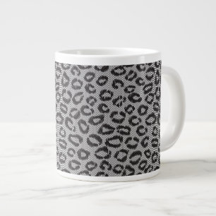 白にヒョウ柄の黒いネットレース ジャンボコーヒーマグカップ