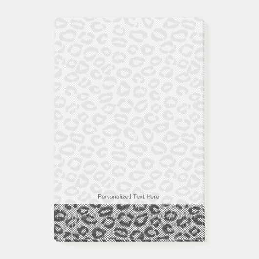 白にヒョウ柄の黒いネットレース ポストイット (正面)