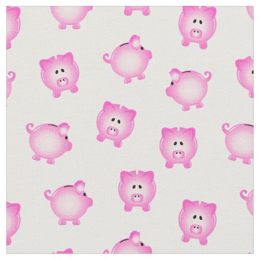 白にピギーバンクパターン ファブリック (クローズアップ)