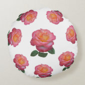 白にピンクのバラの花 ラウンドクッション (裏面)