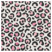 白にピンクのヒョウのプリント ファブリック (クローズアップ)