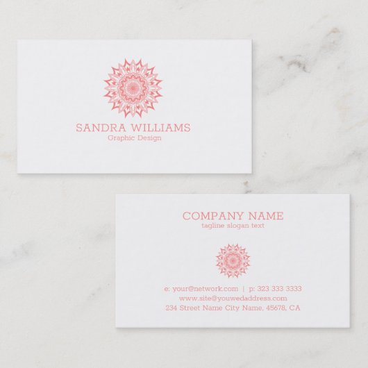 白にピンクの曼荼羅 名刺 (正面/裏面)