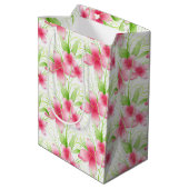 白にピンクの花 ミディアムペーパーバッグ (裏面アングル)