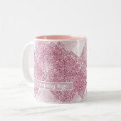 白にピンクの輝き。 ツートーンマグカップ (正面左)