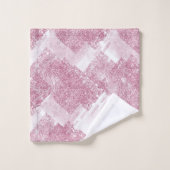 白にピンクの輝き。 バスタオルセット (ウォッシュタオル)