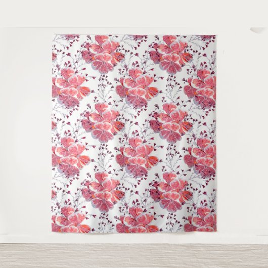 白にピンク色の花。 タペストリー (正面)